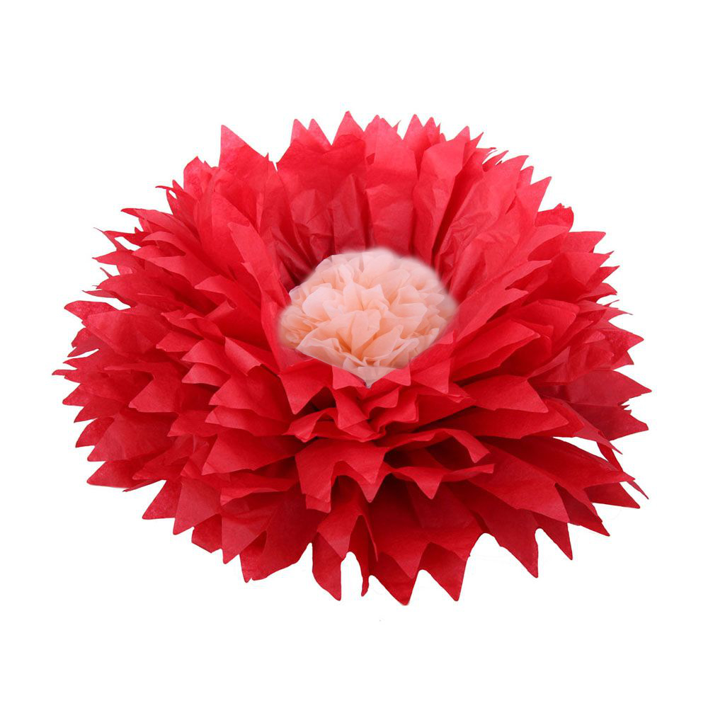 Бумажный цветок 50 см красный+персиковый