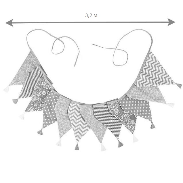 Гирлянда тканевая с кисточками № 12 (3,2 м)