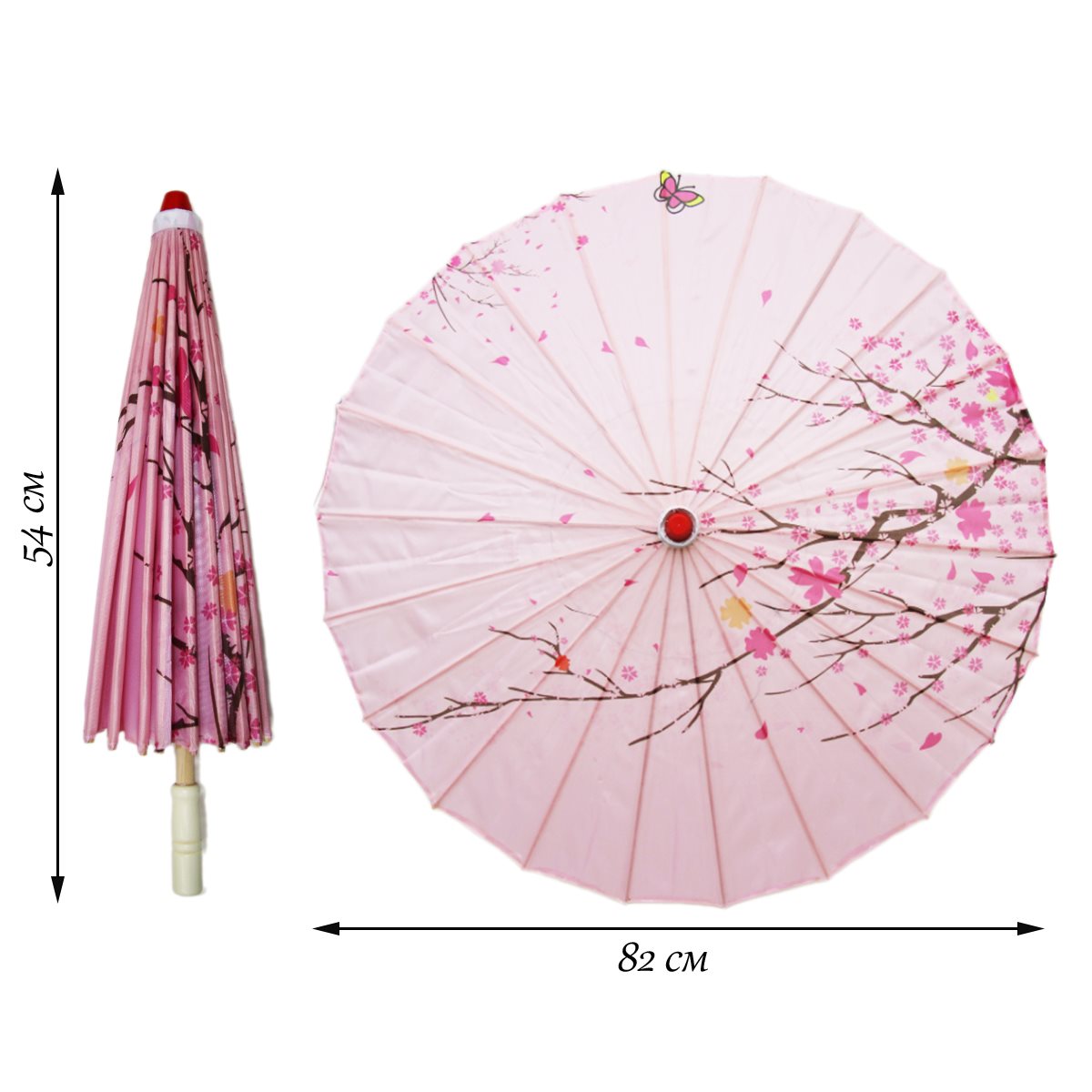 Китайские тканевые зонтики цветочные 82х54см, №16