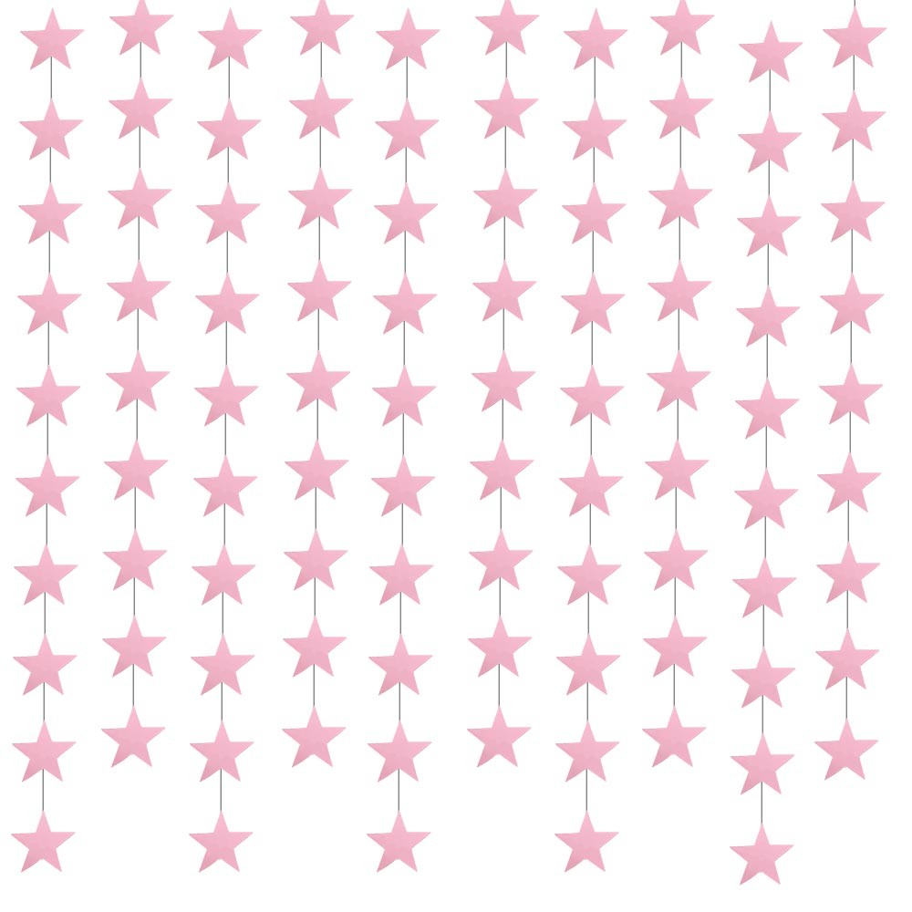 Гирлянда "Звезды" бумажные 7 см 4 м, Розовый