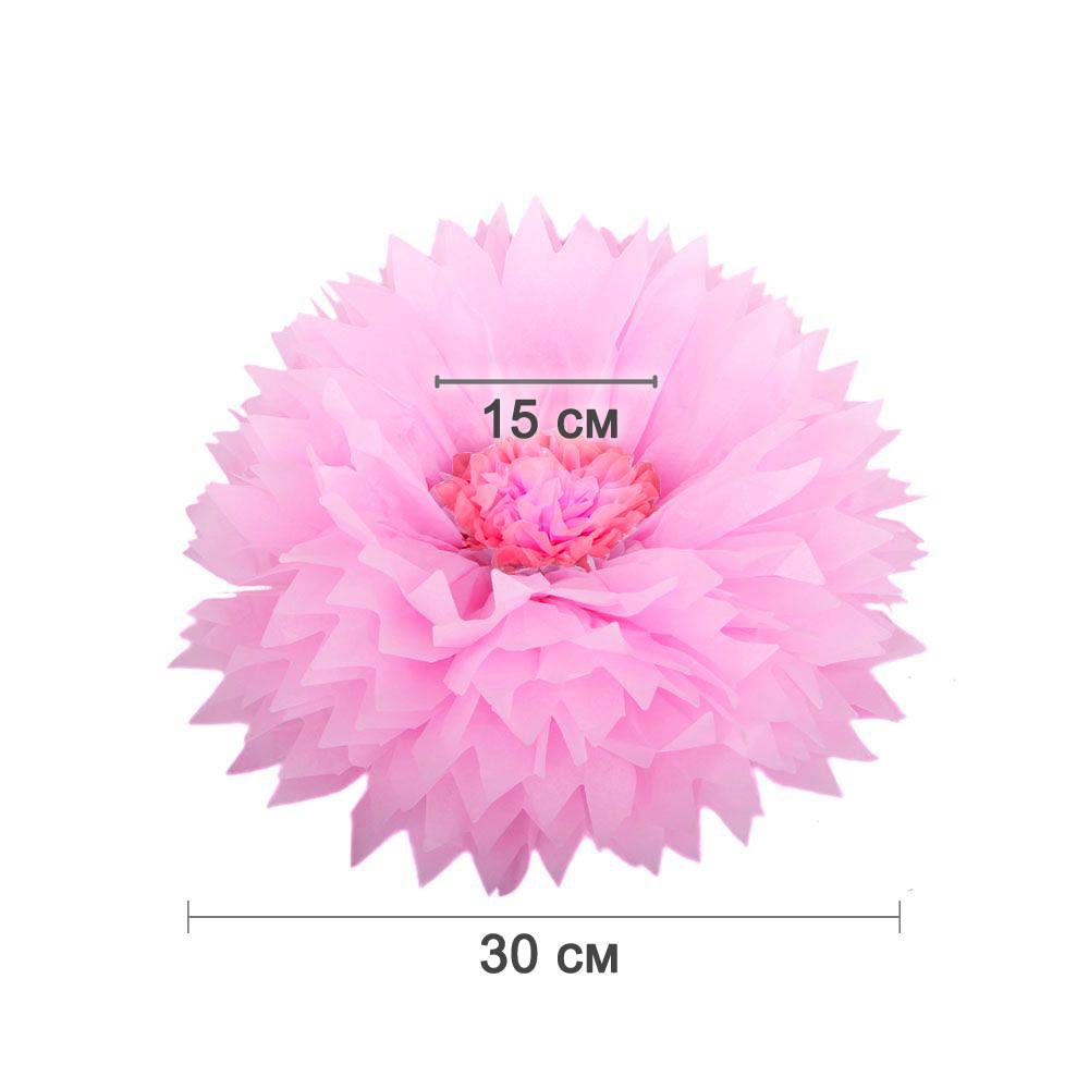 Бумажный цветок 30 см розовый+амарантовый