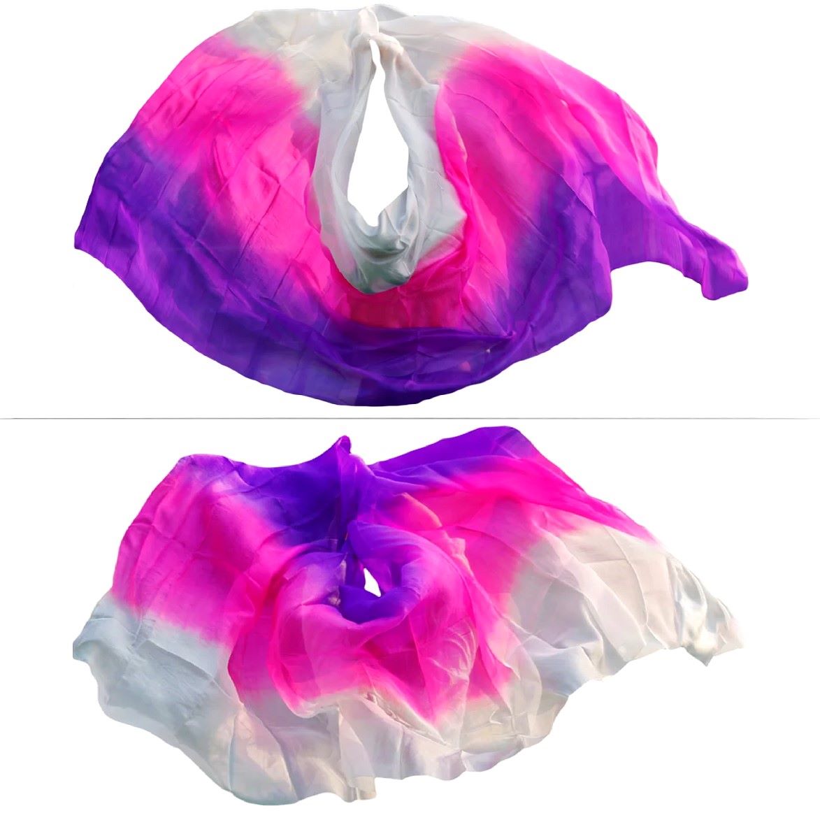 Платок-вуаль для танца 2,5м х 114 см, фиолетовый+малиновый+белый