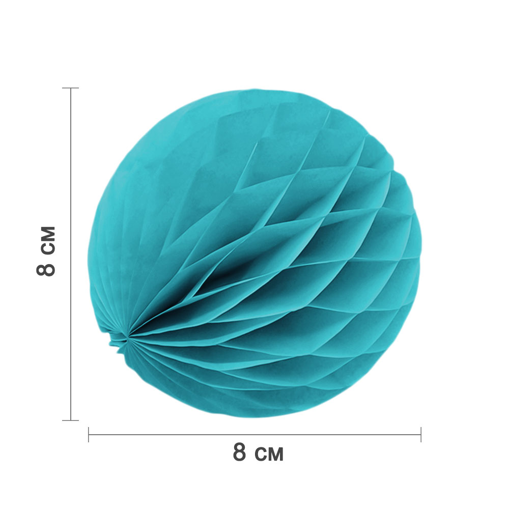 Бумажное украшение шар 8 см т. бирюзовый
