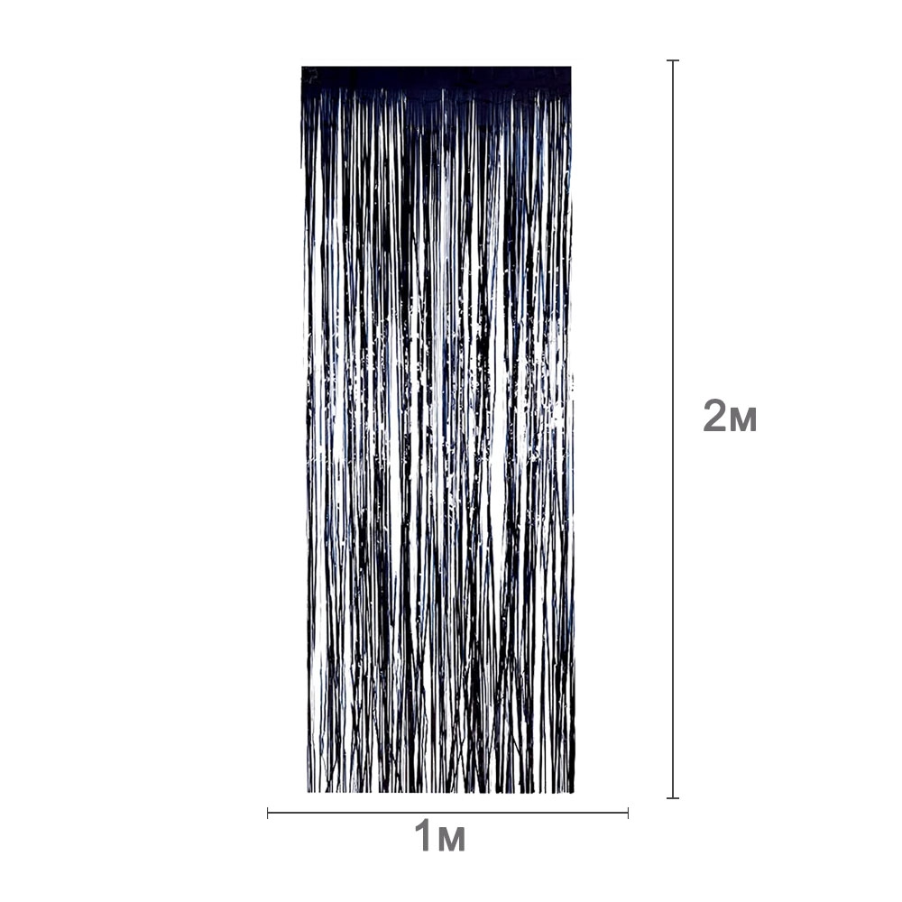 Занавес дождик 1 х 2 м, матовый, Черный