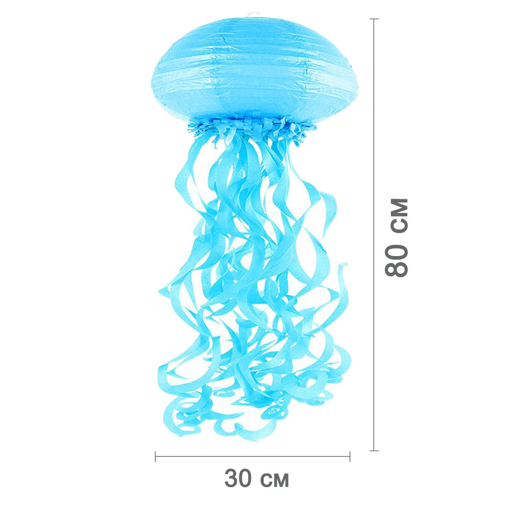 Подвесной фонарик Медуза 30 х 80 см, голубой
