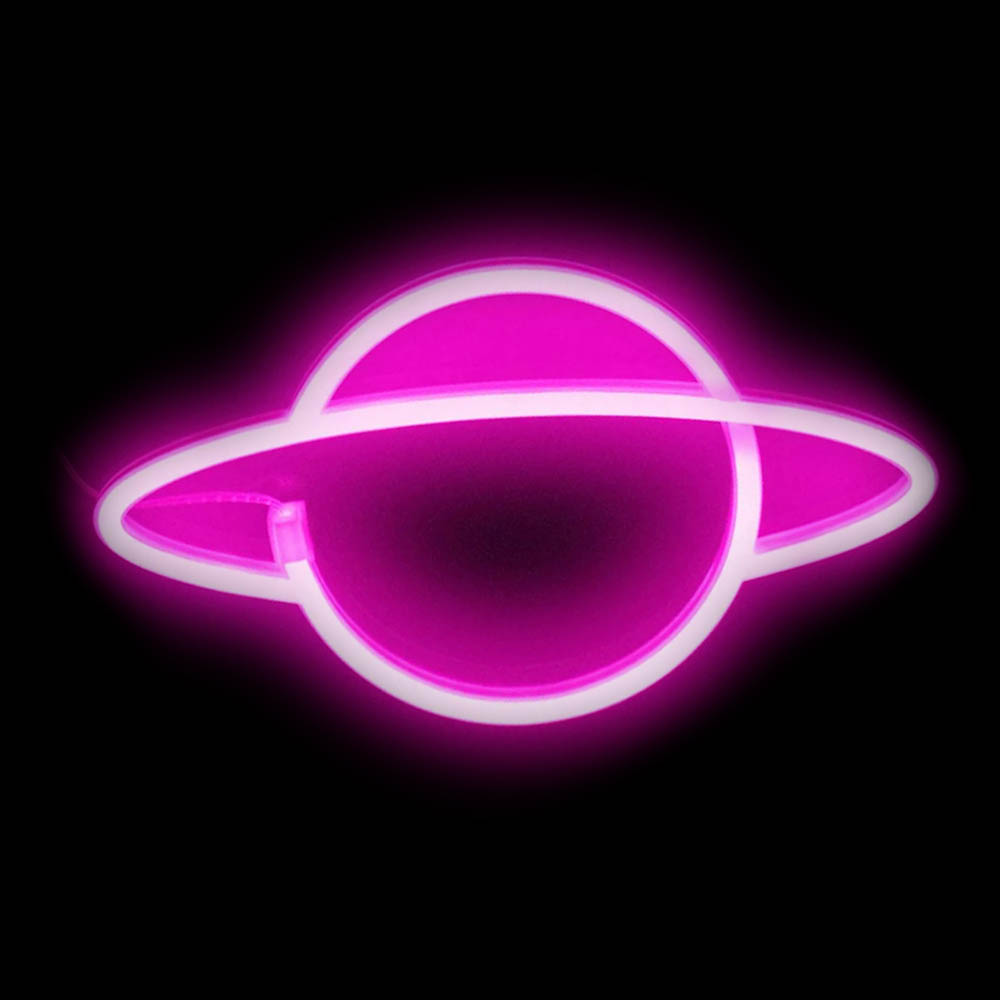 Неоновая подвеска "Сатурн"  30 х 17,5 см, от батареек и USB, розовый