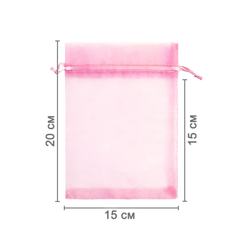 Мешочек из органзы 15 х 20 см светло-розовый
