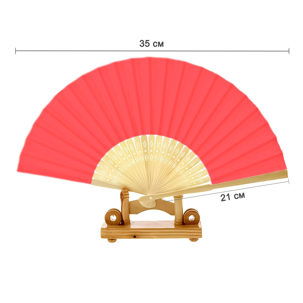 Веер для декора 21 х 35 см красный