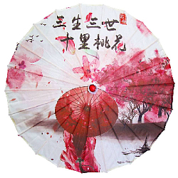 Китайский тканевый зонтик цветочный с кисточкой 82х54см, №4