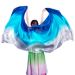 Платок-вуаль для танца 2,5м х 114 см, темно-синий+синий+белый